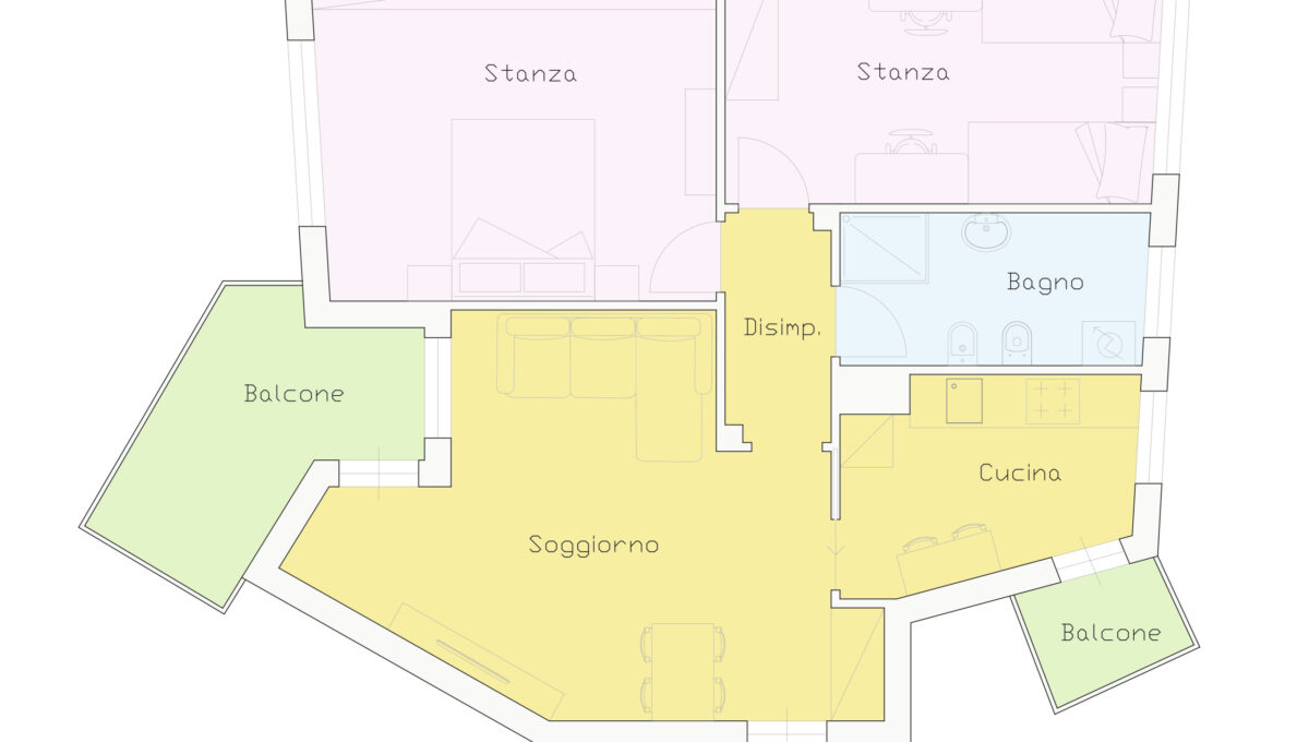 Planimetria colorata Via Parma 9D
